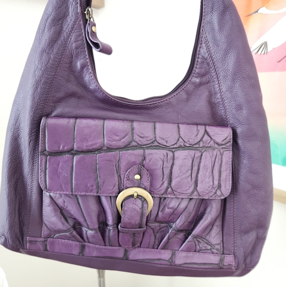 Michael Rome Purple Leather Hand Bag Purse Y2K - Picture 3 of 10